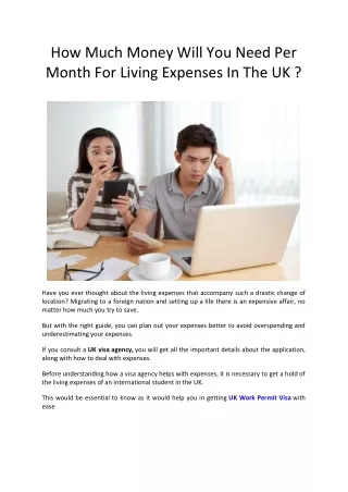 How Much Money Will You Need Per Month For Living Expenses In The UK ?