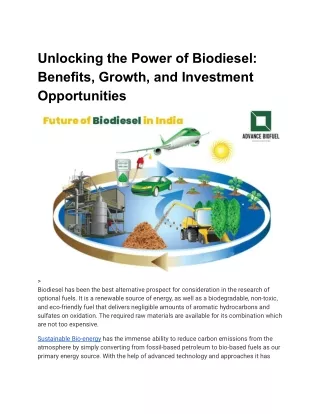 Unlocking the Power of Biodiesel: Benefits, Growth, and Investment Opportunities