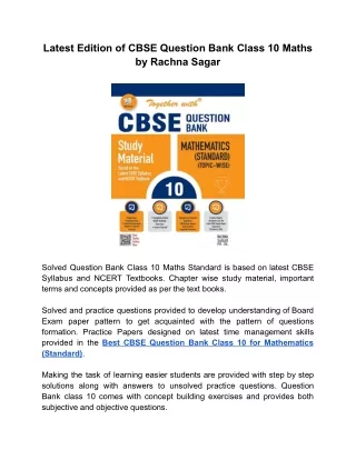 Solved Question Bank Class 10 Maths Standard provides both objective and subject