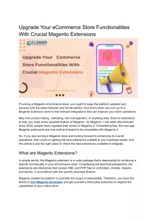 Upgrade Your eCommerce Store Functionalities With Crucial Magento Extensions