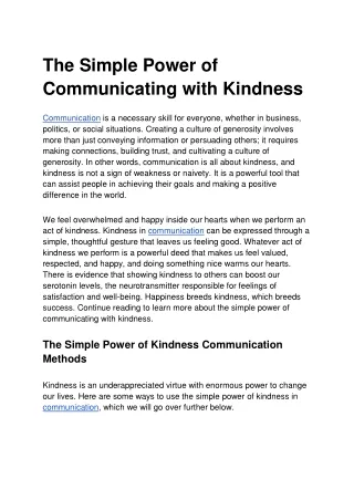 The Simple Power of Communicating with Kindness