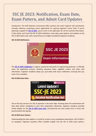 SSC JE 2023  Notification, Exam Date, Exam Pattern, and Admit Card Updates (1)
