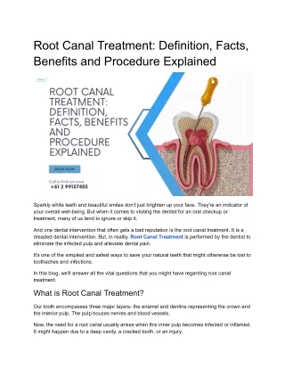 Root Canal Treatment: Definition, Facts, Benefits and Procedure Explained