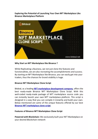 Binance NFT Marketplace Clone