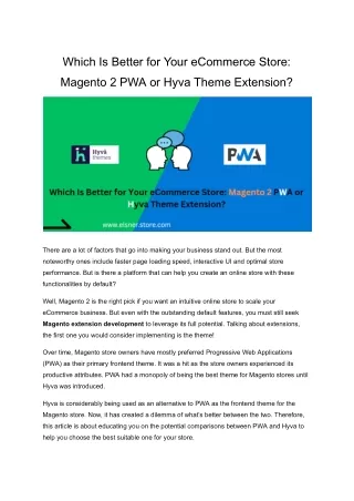 Which Is Better for Your eCommerce Store: Magento 2 PWA or Hyva Theme Extension?