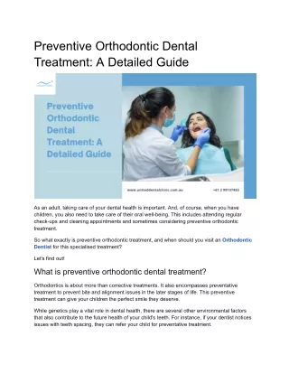 Preventive Orthodontic Dental Treatment: A Detailed Guide