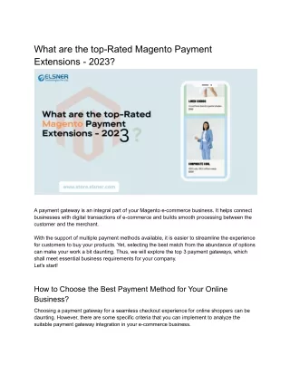 What are the top-Rated Magento Payment Extensions - 2023?