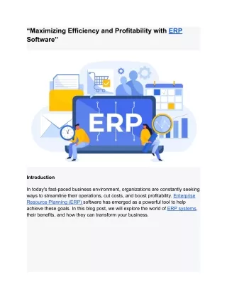 “Maximizing Efficiency and Profitability with ERP Software”