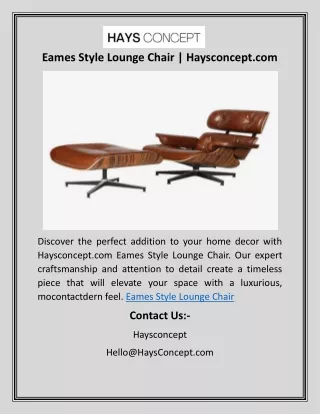 Eames Style Lounge Chair | Haysconcept.com