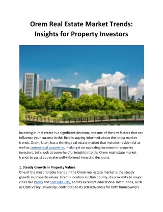 Orem Real Estate Market Trends_Insights for Property Investors