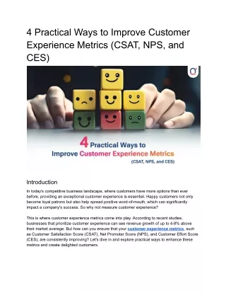 4 Practical Ways to Improve Customer Experience Metrics (CSAT, NPS, and CES)