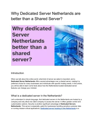 why-dedicated-server-netherlands-are-better-than-a-shared-server