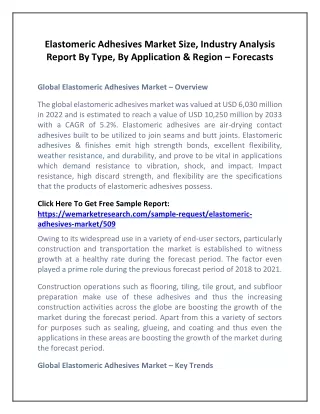 Elastomeric Adhesives Market