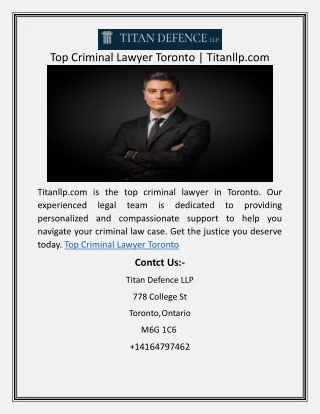 Top Criminal Lawyer Toronto | Titanllp.com