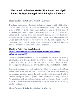 Elastomeric Adhesives Market