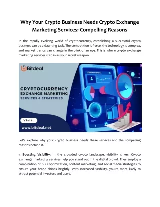 Why Your Crypto Business Needs Crypto Exchange Marketing Services_ Compelling Reasons