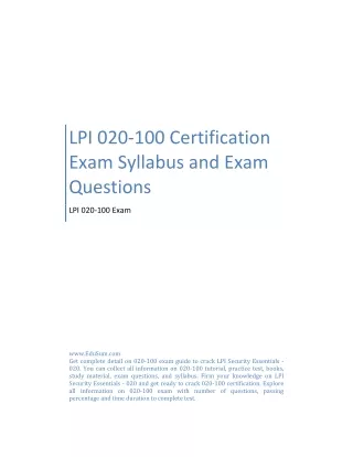 LPI 020-100 Certification Exam Syllabus and Exam Questions