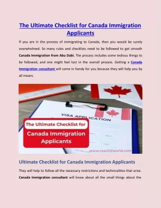 The Ultimate Checklist for Canada Immigration Applicants.