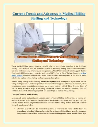 Current Trends and Advances in Medical Billing Staffing and Technology