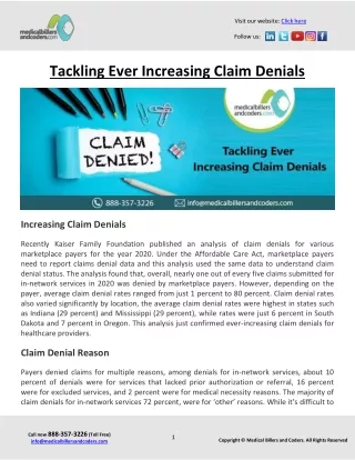 Tackling Ever Increasing Claim Denials