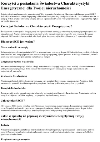 Korzyści z posiadania Świadectwa Charakterystyki Energetycznej dla Twojej nieruc