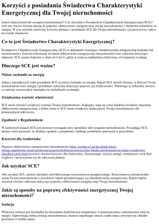 Korzyści z posiadania Świadectwa Charakterystyki Energetycznej dla Twojej nieruc