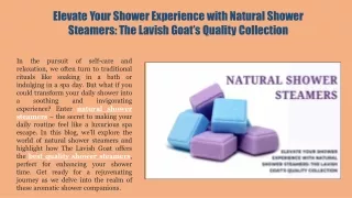 Elevate Your Shower Experience with Natural Shower Steamers The Lavish Goat’s Quality Collection