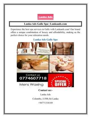 Lanka Ads Galle Spa  Lankaads.com