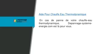 Aide chauffe-eau thermodynamique Depannage-systeme-energie.com