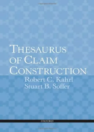 [PDF] READ] Free Thesaurus of Claim Construction bestseller