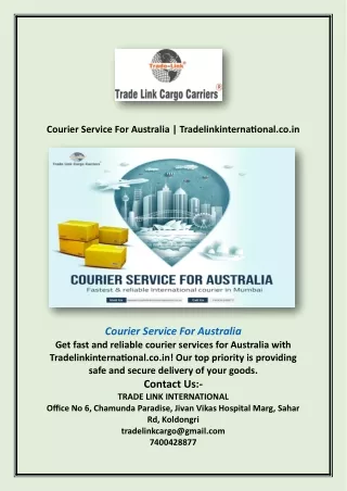 Courier Service For Australia | Tradelinkinternational.co.in