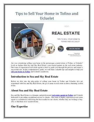 Tips to Sell Your Home in Tofino and Ucluelet