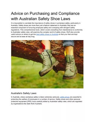 Advice on Purchasing and Compliance with Australian Safety Shoe Laws