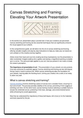 Canvas Stretching and Framing: Elevating Your Artwork Presentation