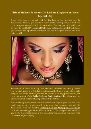 Bridal Makeup Jacksonville Radiate Elegance on Your Special Day