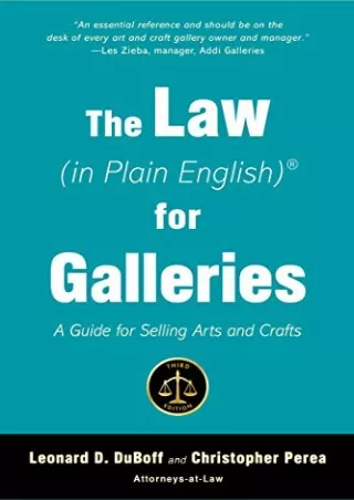 Epub The Law (in Plain English) for Galleries: A Guide for Selling Arts and Crafts