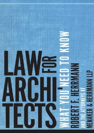 Pdf Ebook Law for Architects: What You Need to Know