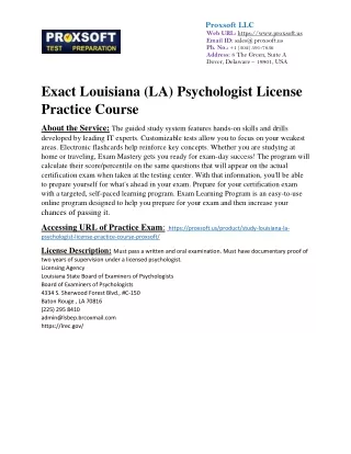 Exact Louisiana (LA) Psychologist License Practice Course