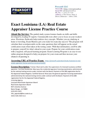 Exact Louisiana (LA) Real Estate Appraiser License Practice Course