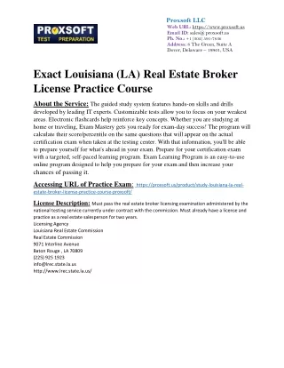 Exact Louisiana (LA) Real Estate Broker License Practice Course