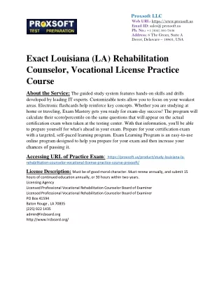 Exact Louisiana (LA) Rehabilitation Counselor, Vocational License Practice Cours