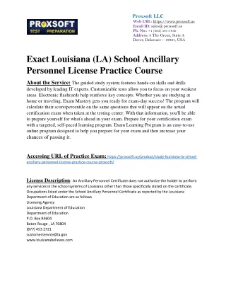 Exact Louisiana (LA) School Ancillary Personnel License Practice Course
