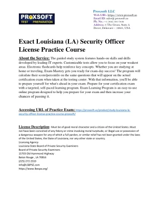 Exact Louisiana (LA) Security Officer License Practice Course