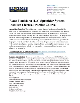 Exact Louisiana (LA) Sprinkler System Installer License Practice Course