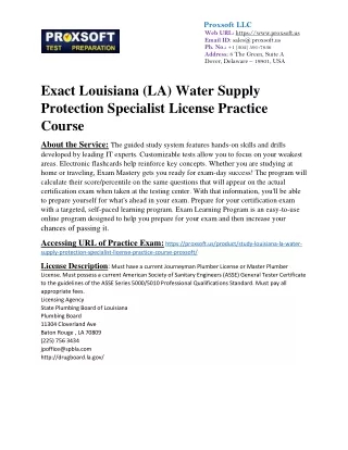 Exact Louisiana (LA) Water Supply Protection Specialist License Practice Course