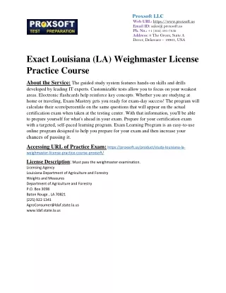 Exact Louisiana (LA) Weighmaster License Practice Course