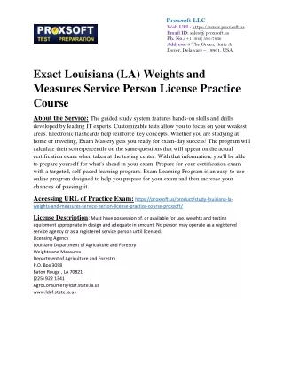 Exact Louisiana (LA) Weights and Measures Service Person License Practice Course