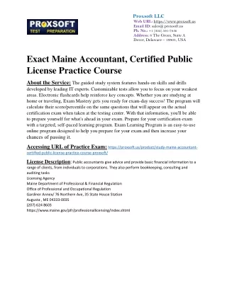 Exact Maine Accountant, Certified Public License Practice Course