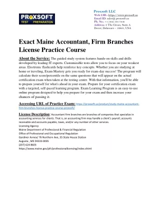 Exact Maine Accountant, Firm Branches License Practice Course