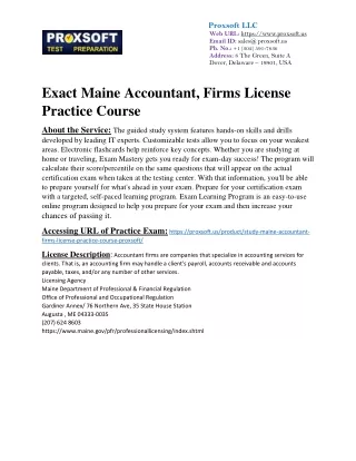 Exact Maine Accountant, Firms License Practice Course
